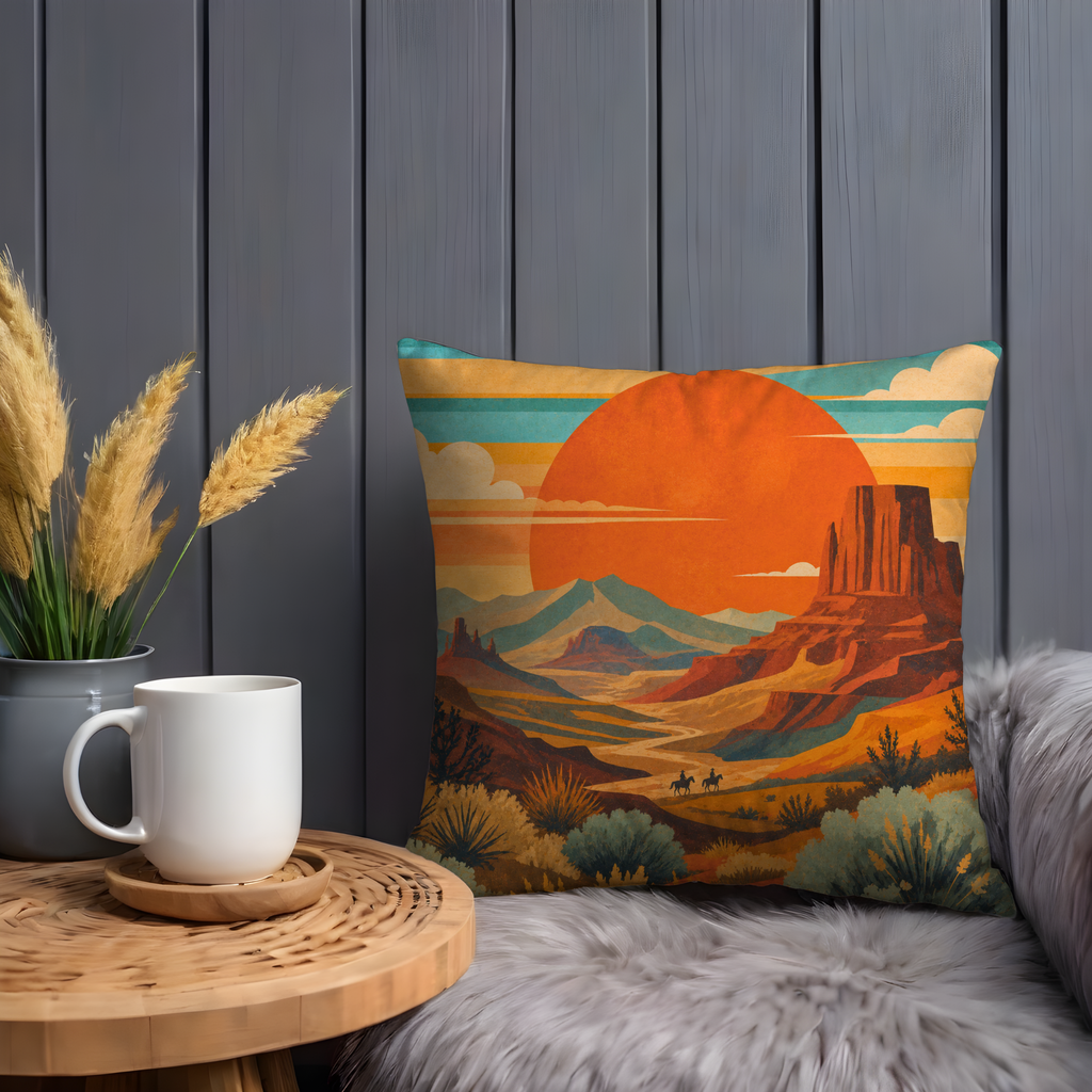 Desert Mesa Pillow Cover | Horseback Sunset Riders