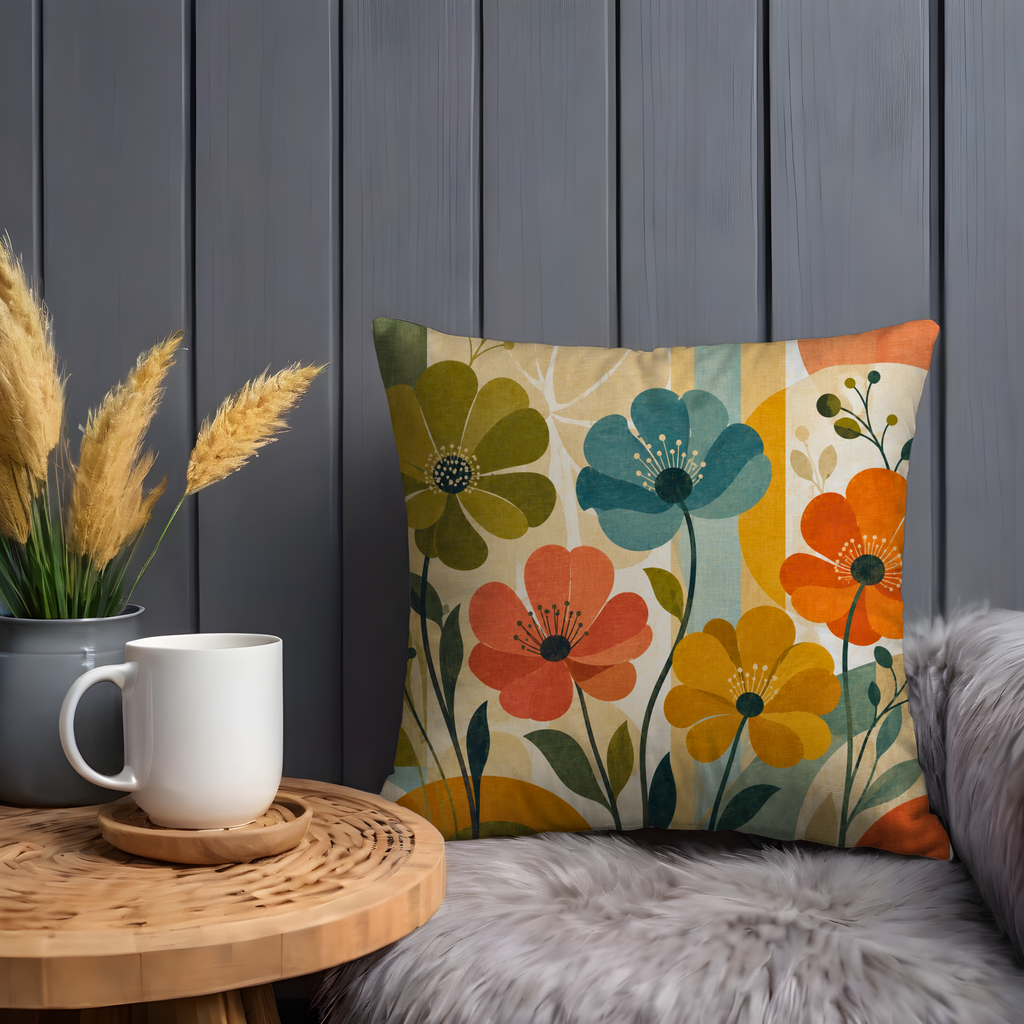 Floral Stems Pillow Cover | Mid Century Blooms