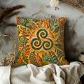 Triskele Pillow Cover | Folk Symbol Landscape