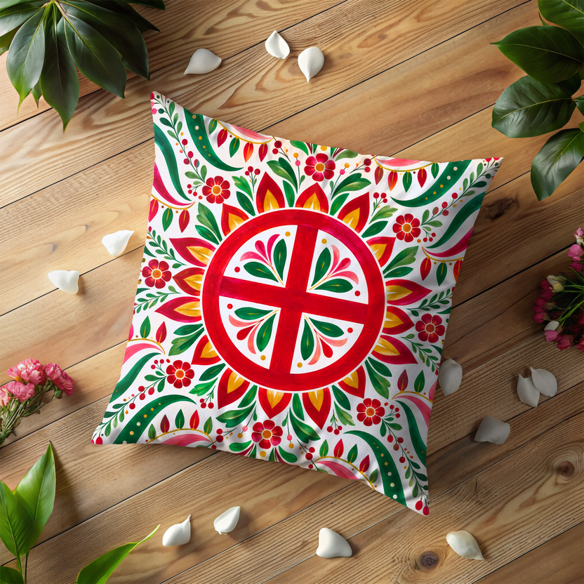 Floral Pillow Cover | Off-white background decorative pattern