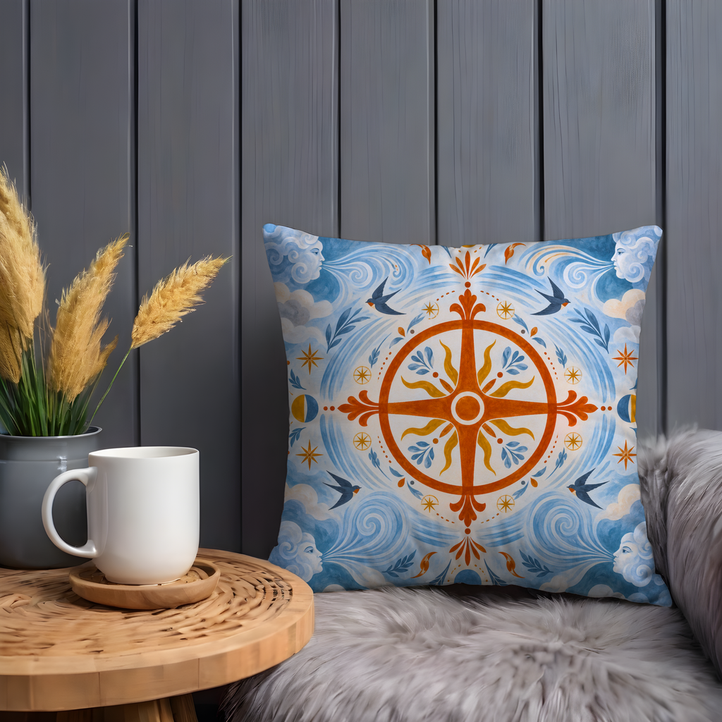 Nature Pillow Cover | Sky with Clouds and Celestial Elements