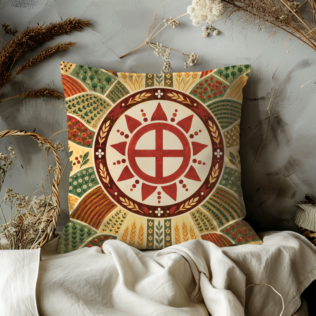 Solar Cross Pillow Cover | Harvest Fields