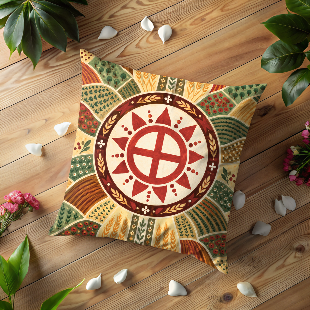 Solar Cross Pillow Cover | Harvest Fields