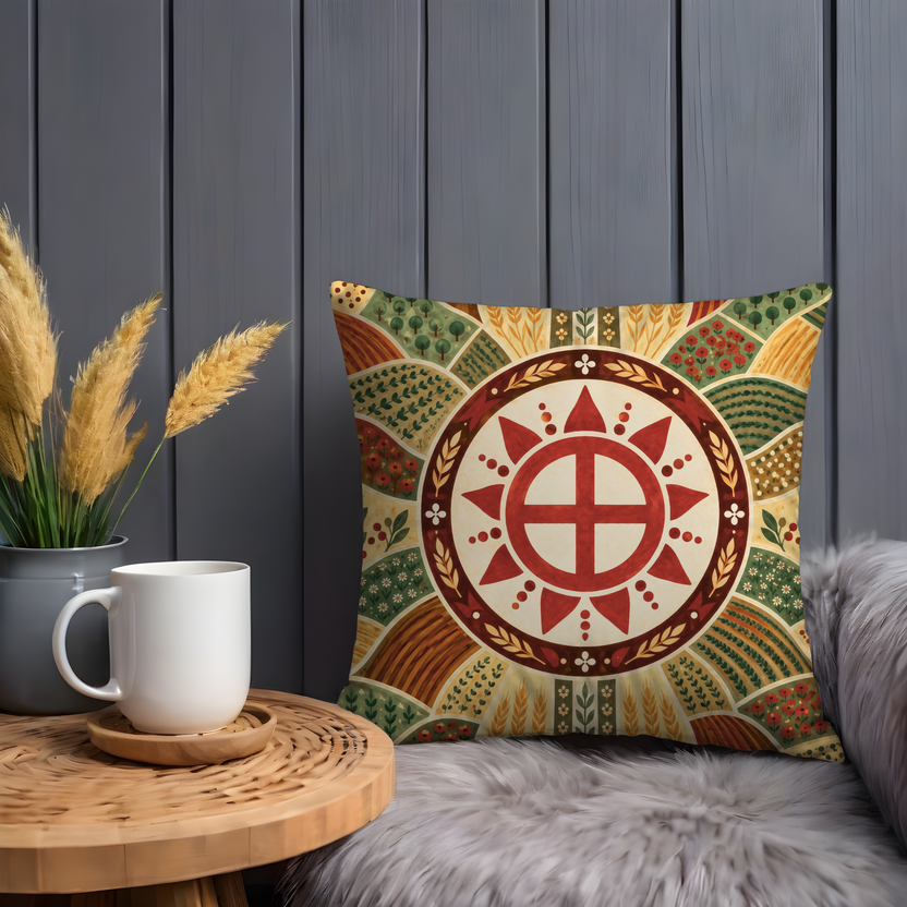 Solar Cross Pillow Cover | Harvest Fields