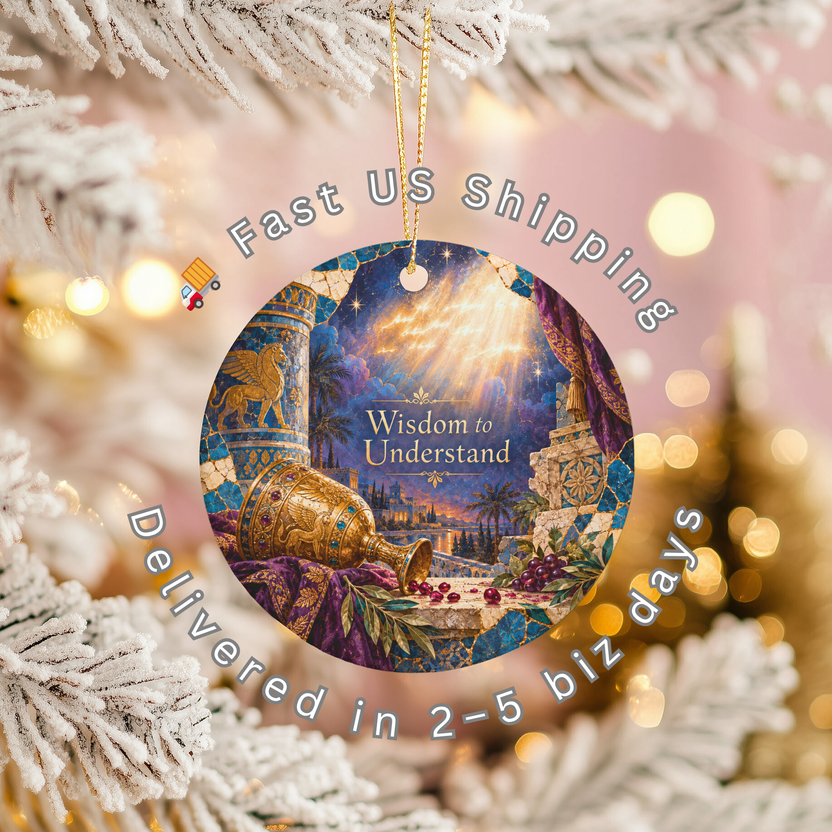 pi-owner-mockup:3:6aa62a5b8a5cf837d2095e88|SHIPPING_OVERLAY|Wisdom to Understand Ceramic Ornament | Ancient Wisdom Theme gallery