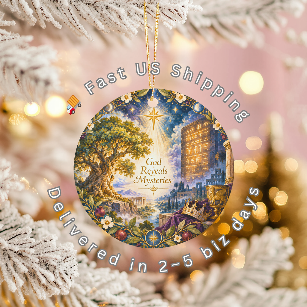 pi-owner-mockup:3:6aa62b09f391fd5d0009ef88|SHIPPING_OVERLAY|Divine Landscape Ceramic Ornament | Biblical Prophecy | Spir gallery