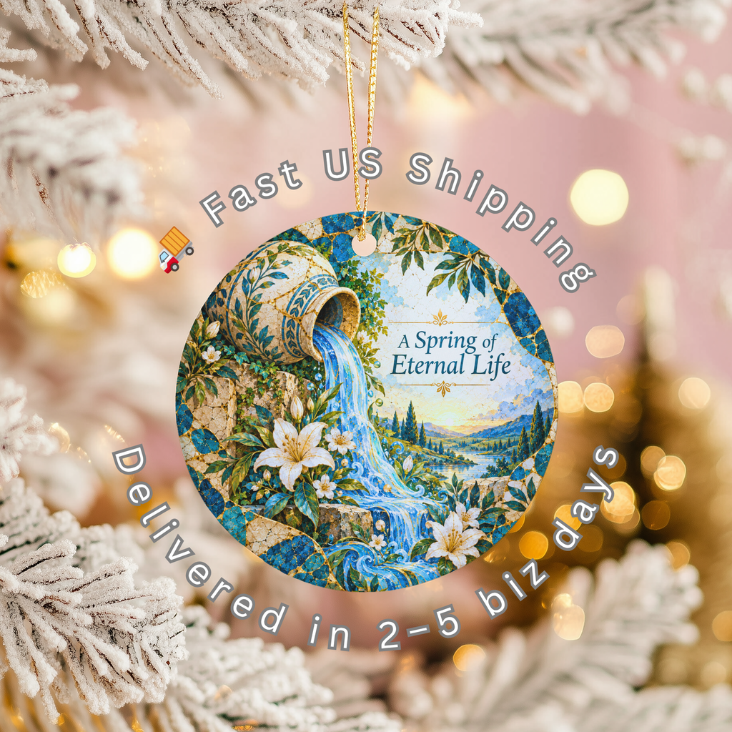 pi-owner-mockup:3:6aa62ff5ee39d0ed7104970d|SHIPPING_OVERLAY|Pouring Urn Ceramic Ornament | Biblical Spring | Mosaic Deco gallery