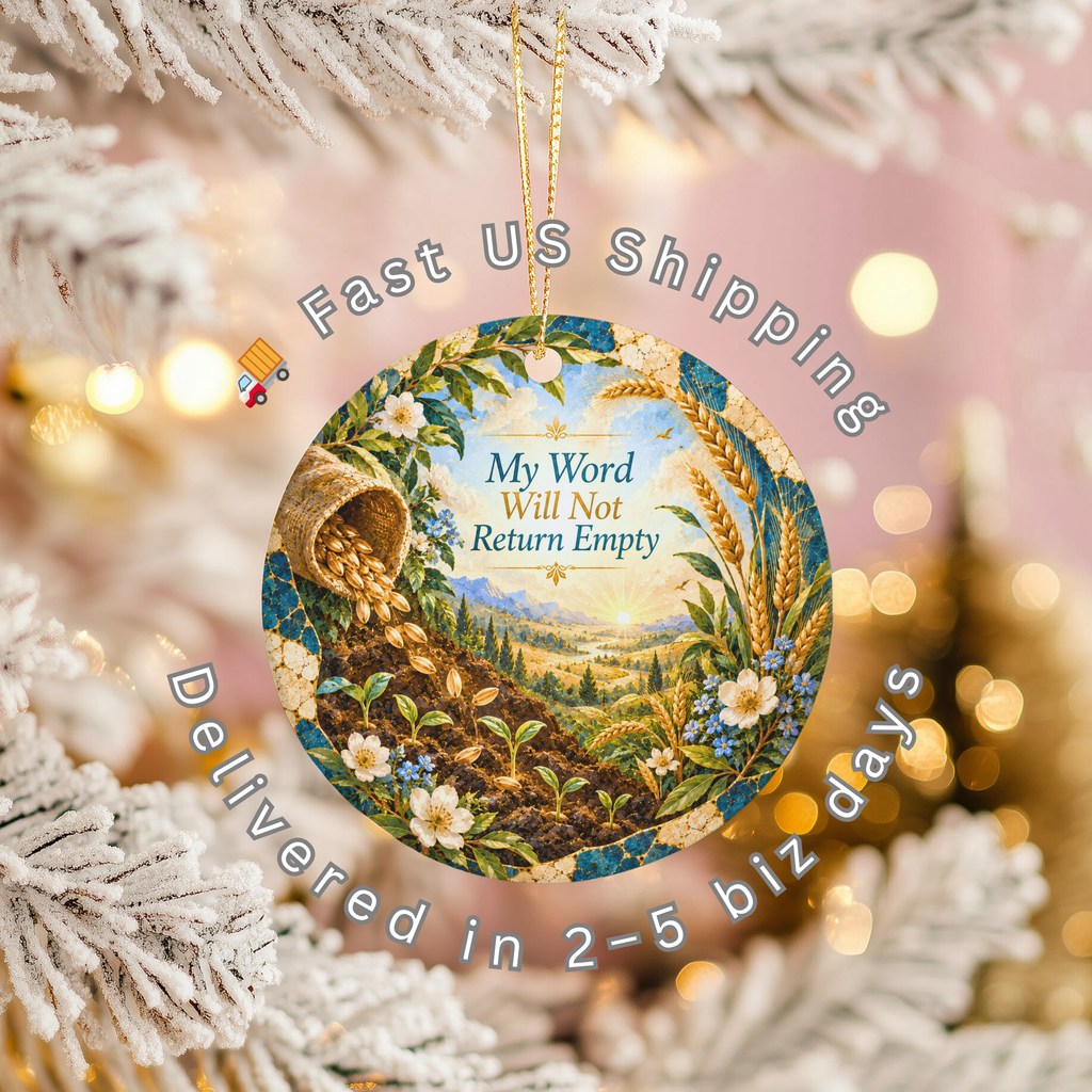 pi-owner-mockup:3:6aa6334eb072fbac9504a7cc|SHIPPING_OVERLAY|Spilled Seed Basket Ceramic Ornament | Scripture Theme | Rus gallery