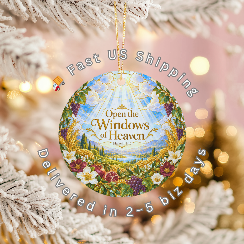 Heavenly Landscape Ceramic Ornament | Scripture Theme | Stained Glass Decor gallery