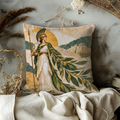 Goddess Athena Pillow Cover | Ancient Greek Landscape with Classical Architecture with owl and spear