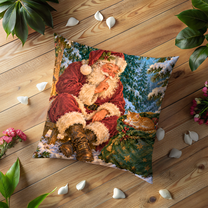 Santa Claus Pillow Cover | Snowy Night Forest