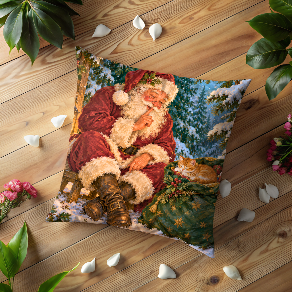 Santa Claus Pillow Cover | Snowy Night Forest