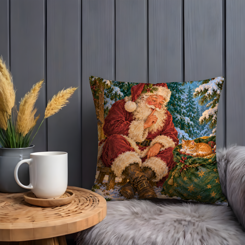 Santa Claus Pillow Cover | Snowy Night Forest