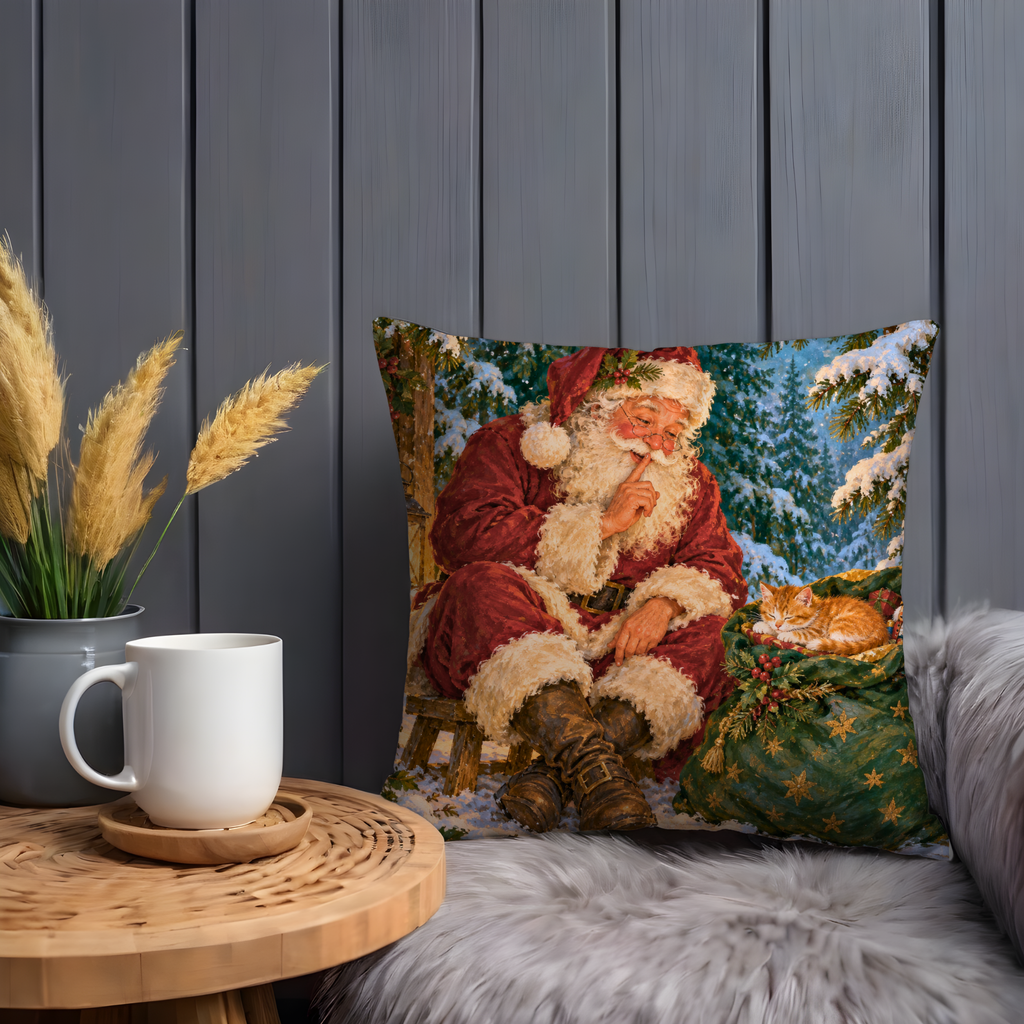 Santa Claus Pillow Cover | Snowy Night Forest