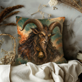 Krampus Pillow Cover | Swirling Teal and Rust Painted Background