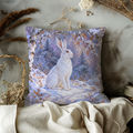 White Rabbit Pillow Cover | Snowy Birch Forest Path