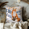 Sitting Red Fox Pillow Cover | Snowy Birch Forest
