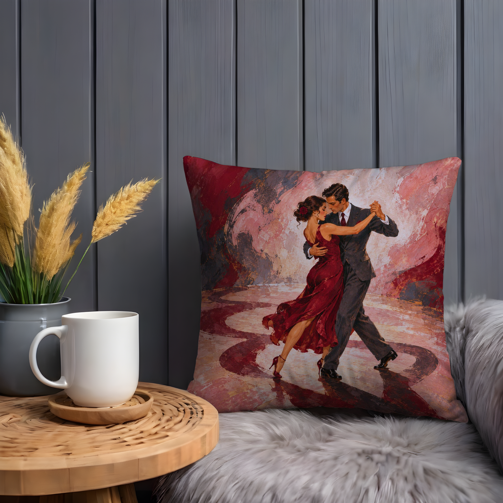 Dancing Couple Pillow Cover | Close Partner Dance on a Swirling Painted Floor