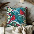 Red Cardinal Pair Pillow Cover | Snowy Winter Woods