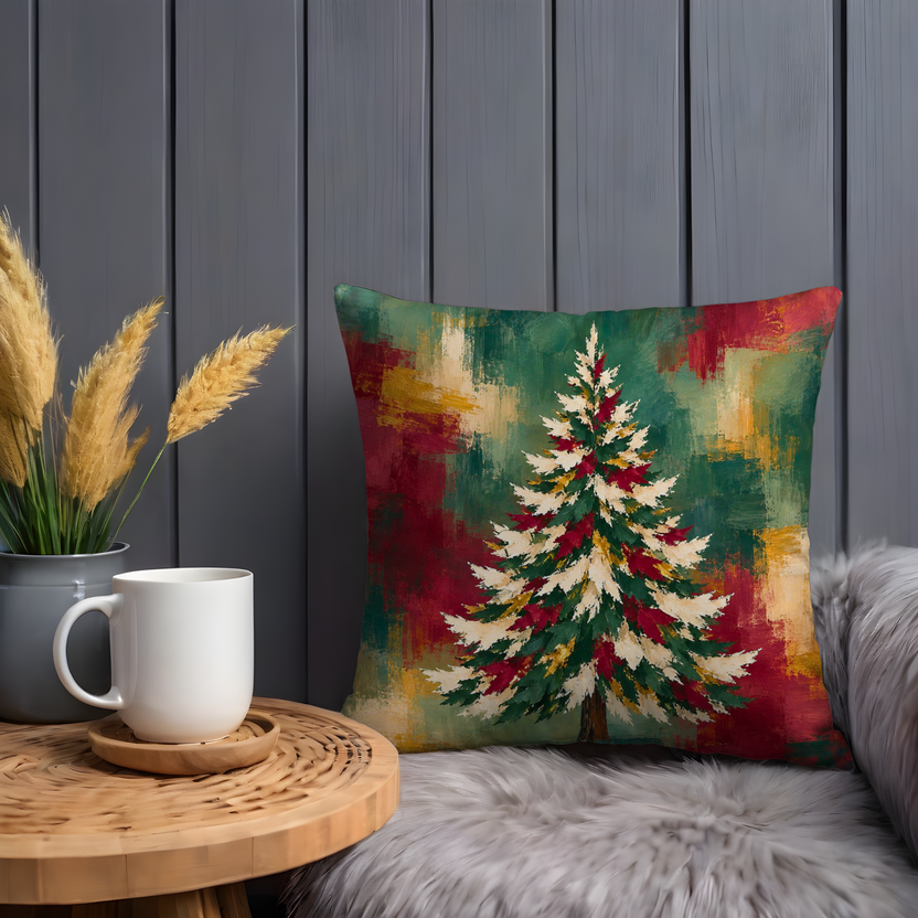 Christmas Tree Pillow Cover | Abstract Painterly Backdrop