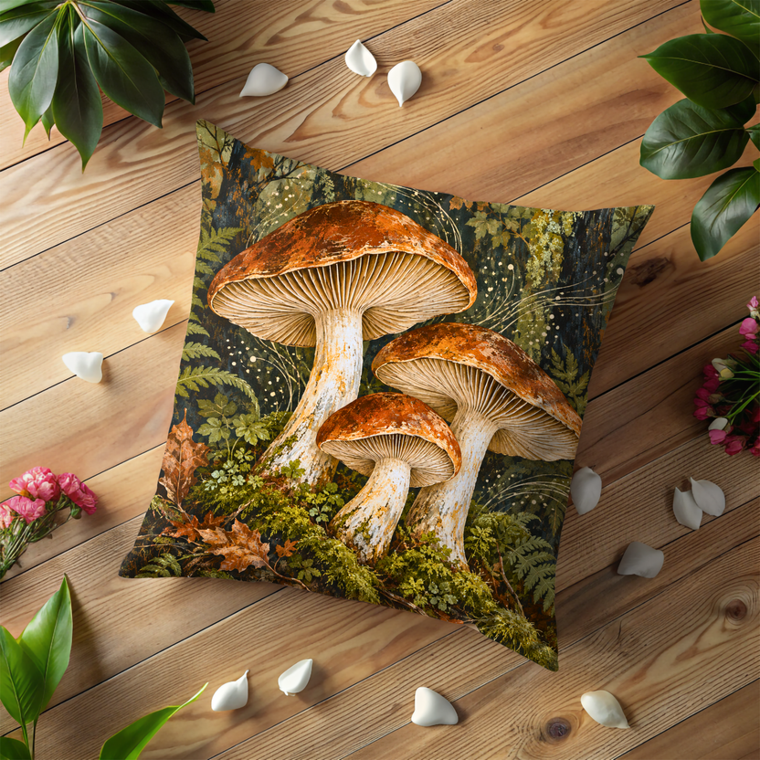 Mushrooms Pillow Cover | Enchanted Forest Floor