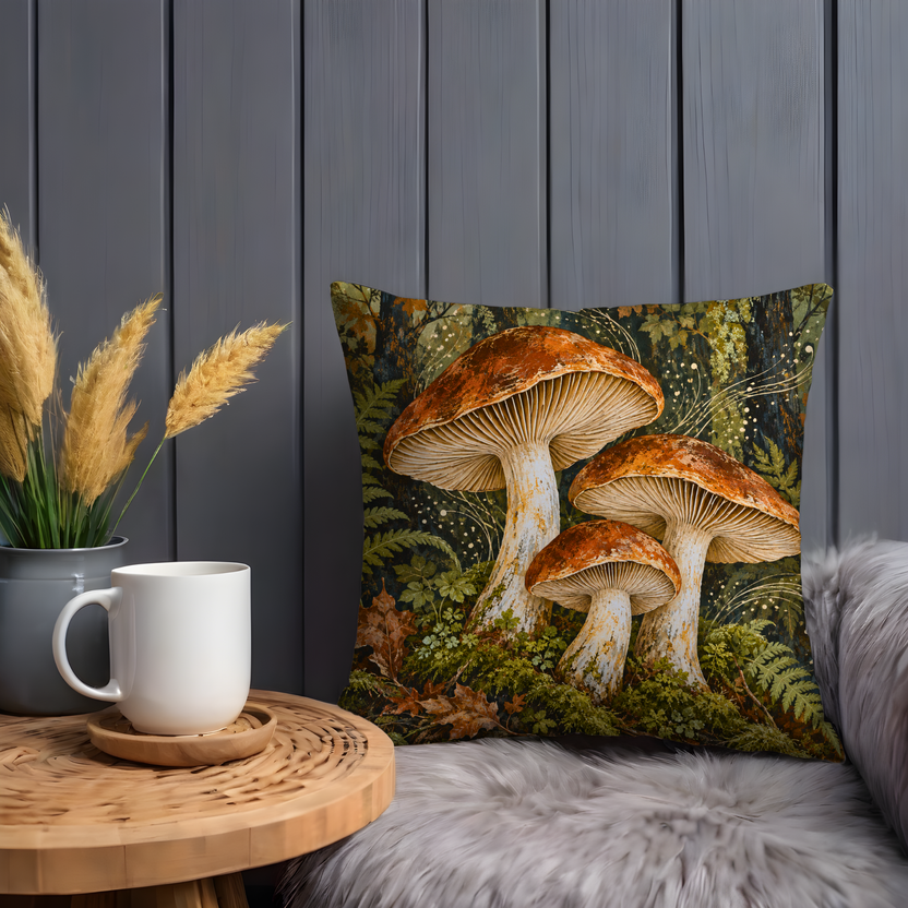 Mushrooms Pillow Cover | Enchanted Forest Floor