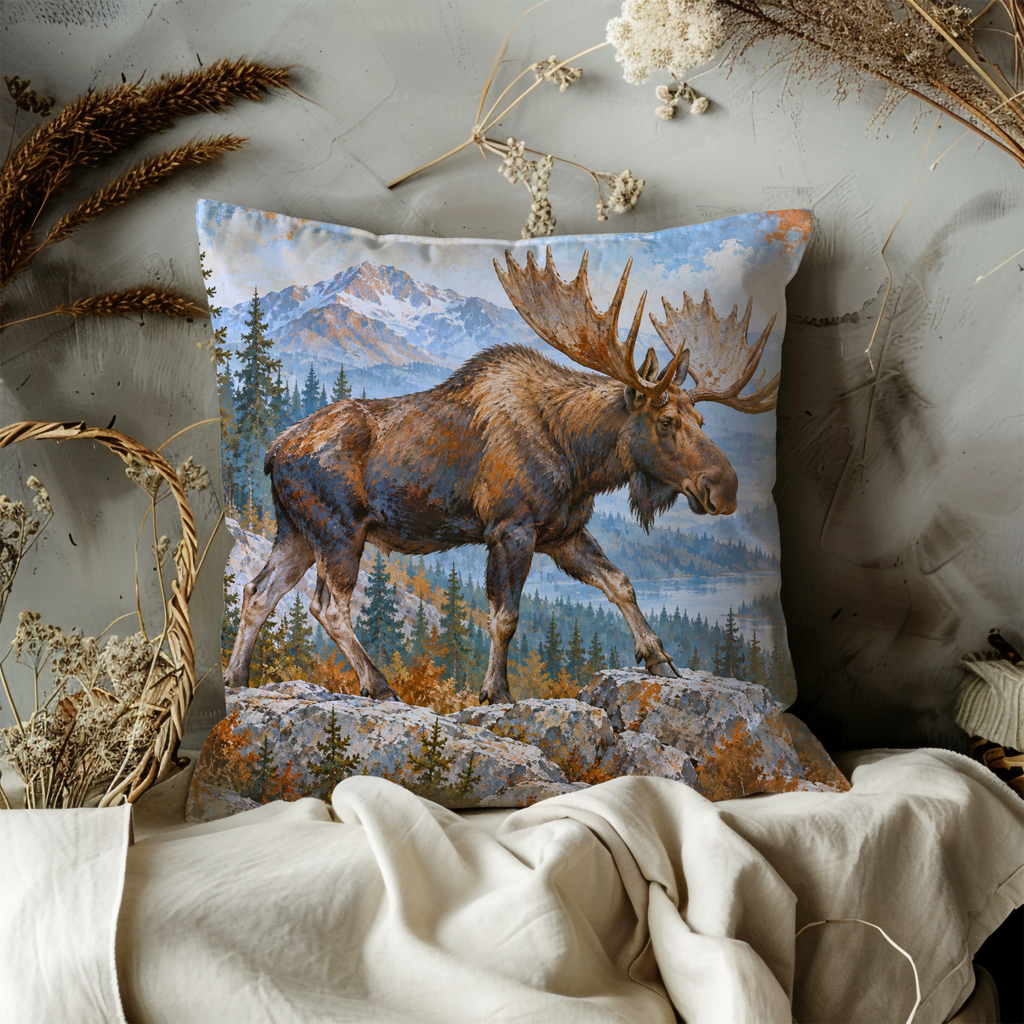 Moose Pillow Cover | Lake Scene