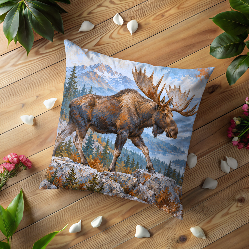 Moose Pillow Cover | Lake Scene