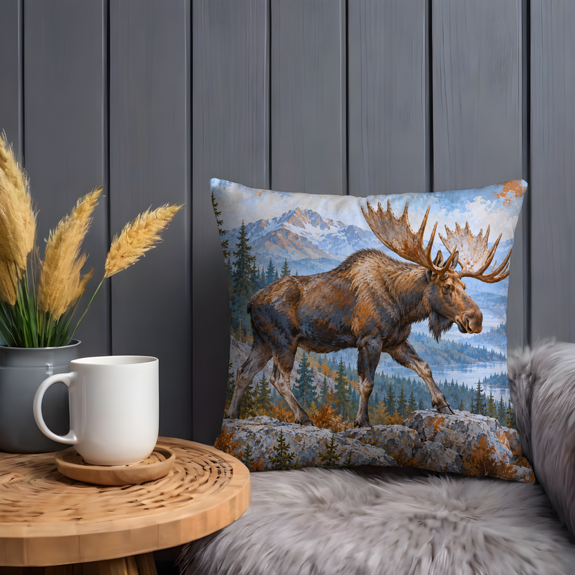 Moose Pillow Cover | Lake Scene