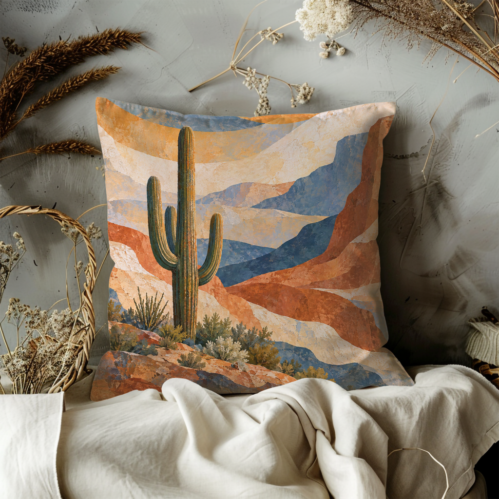 Saguaro Cactus Pillow Cover | Southwestern Desert Landscape