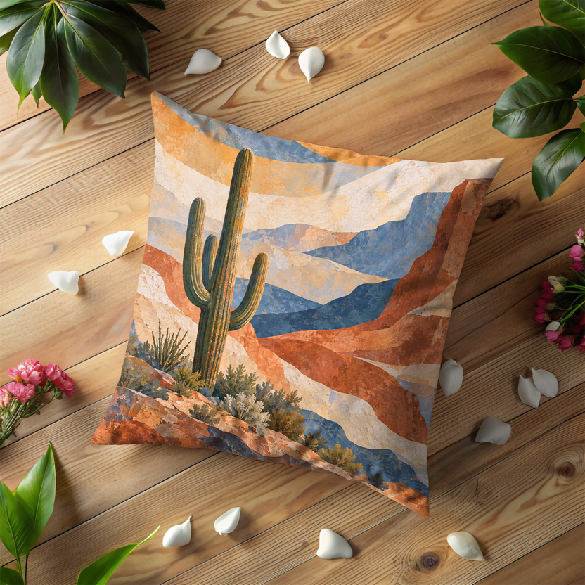 Saguaro Cactus Pillow Cover | Southwestern Desert Landscape