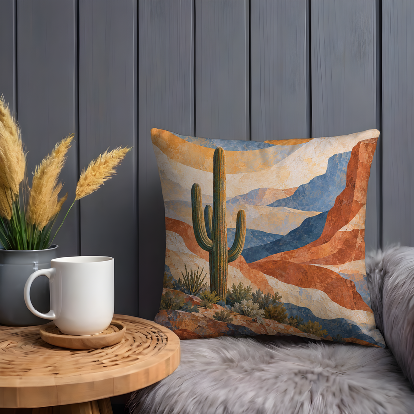 Saguaro Cactus Pillow Cover | Southwestern Desert Landscape