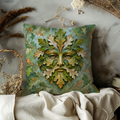 Green Man Pillow Cover | Oak Leaves and Woodland Spirit