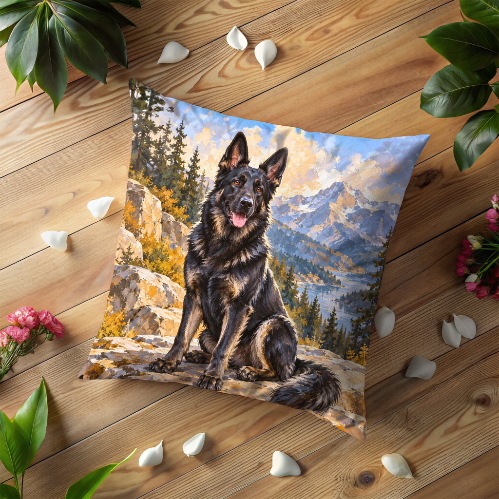 German Shepherd Dog Pillow Cover | Lake Scene