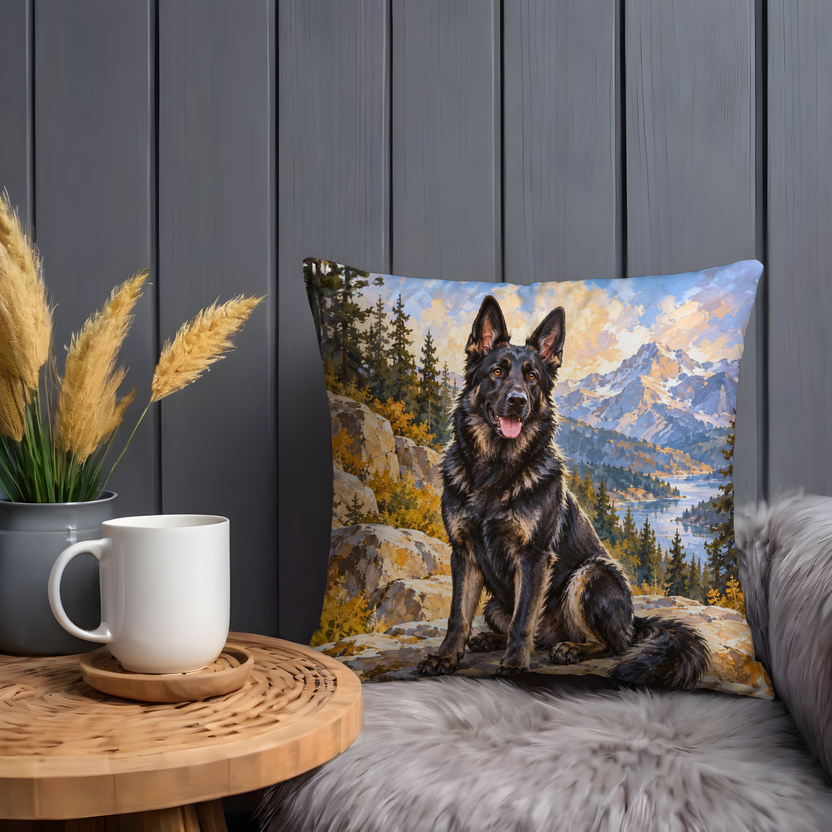 German Shepherd Dog Pillow Cover | Lake Scene