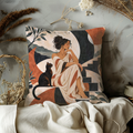 Woman and Black Cat Pillow Cover | Ancient- Landscape with Architectural Elements
