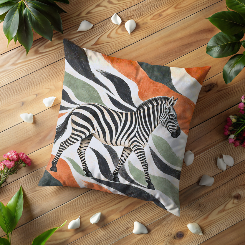 Zebra Pillow Cover | Abstract, Stylized Background with Flowing, Colorful Stripes
