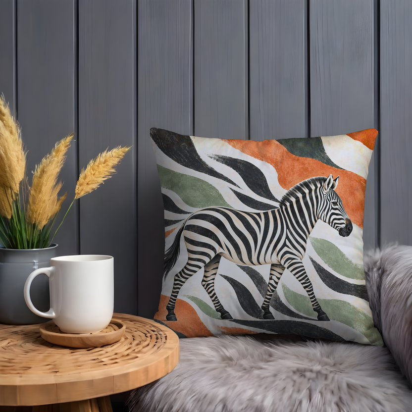 Zebra Pillow Cover | Abstract, Stylized Background with Flowing, Colorful Stripes