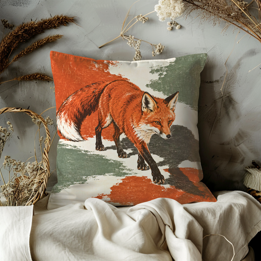 Red Fox Pillow Cover | Walking Fox