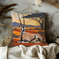 Oryx Resting Pillow Cover | Oryx (Gemsbok) Resting, African Savanna Landscape at Sunset