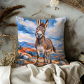 Donkey Pillow Cover | Desert Landscape with Mountains Under a Cloudy Sky