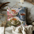 Teacups and Saucers Pillow Cover | Patterned Tabletop