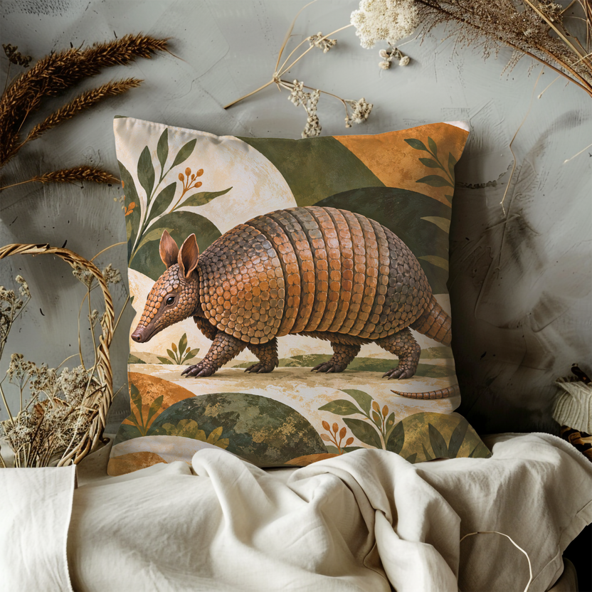 Armadillo Pillow Cover | Natural Landscape with Rolling Hills and Vegetation