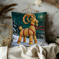 Straw Goat Pillow Cover | Snowy Night Forest