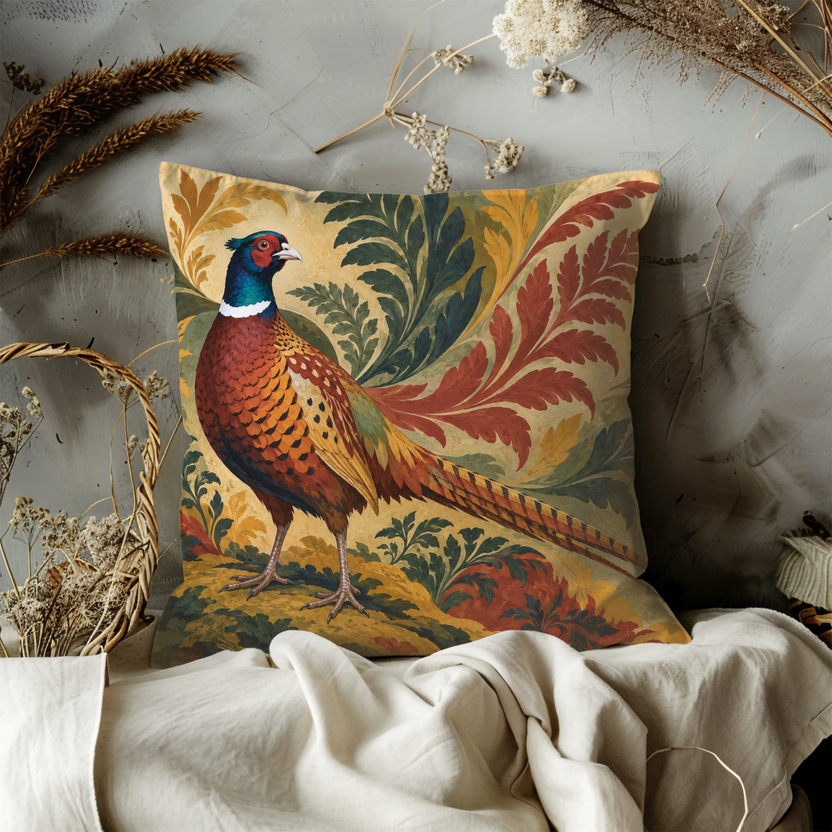 Ring Necked Pheasant Pillow Cover | Retro