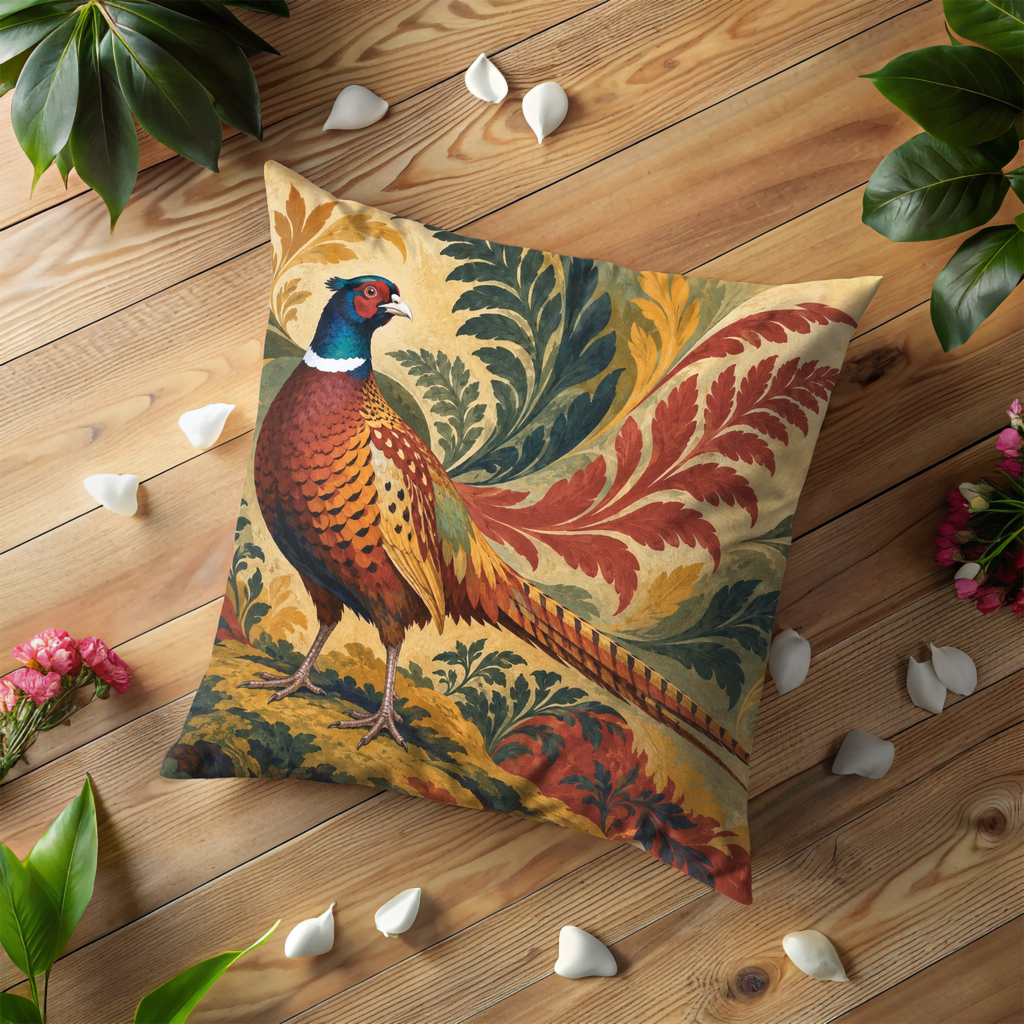 Ring Necked Pheasant Pillow Cover | Retro