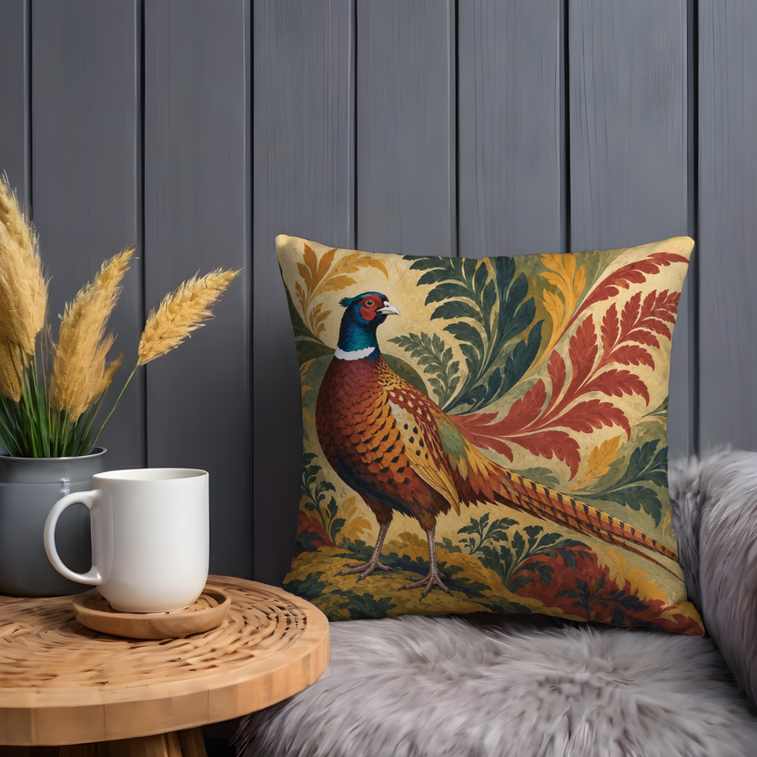 Ring Necked Pheasant Pillow Cover | Retro