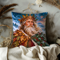 Man Hair Cloak Berries Pillow Cover | Snowy Sunset Mountain