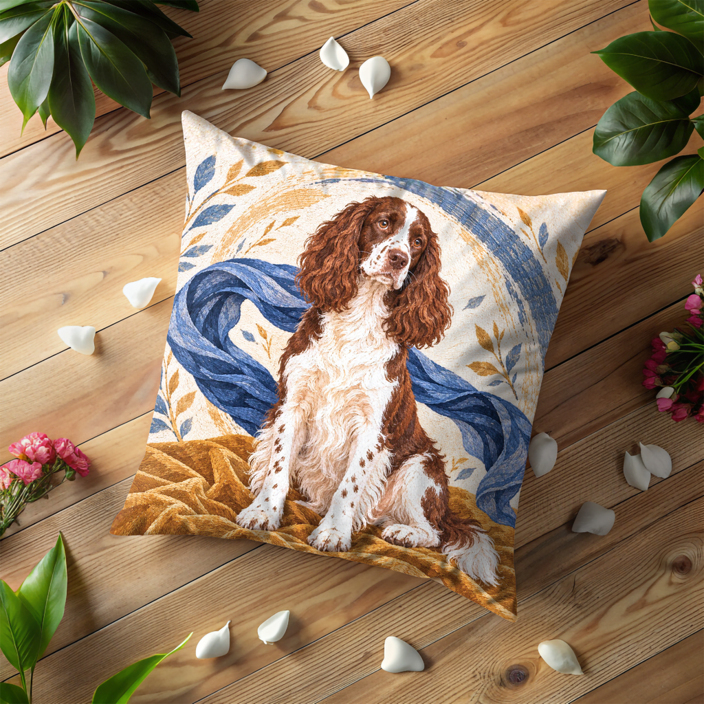 English Springer Spaniel Dog Pillow Cover | Artistic Setting with a Dog on a Textured Surface