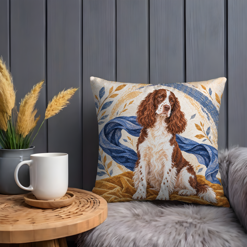 English Springer Spaniel Dog Pillow Cover | Artistic Setting with a Dog on a Textured Surface
